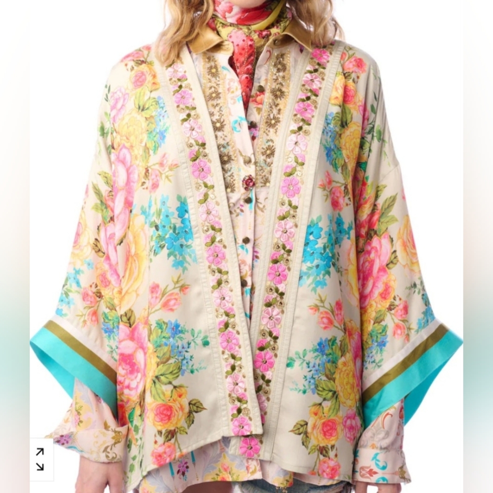 Aratta Floral Kimono Top - Pink, Blue, Yellow